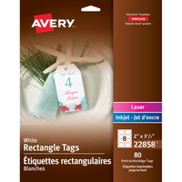 Avery - Étiquettes rectangulaires - 2po x 3-1/2po - Blanc - 80 Étiquettes-Étiquettes volantes imprimables  blanc