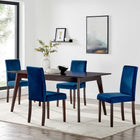 Modway - Prosper 5 pièces Velours rembourré Ensemble à manger - Cappuccino Navy-Style élégant du milieu du siècle