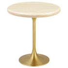Modway - Lippa Rond de 20 po Faux travertin Table d’appoint, Travertin d’or-Travertin artificiel