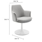 Modway - Lippa Salle à manger pivotante Rembourré Fauteuil - Blanc gris clair-Fauteuil de salle à manger avec base de piédestal
