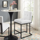Modway - Privy Acier inoxydable noir Tissu rembourré Tabouret de comptoir - Noir Blanc-Tissu polyester doux pour tissu