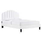 Modway - Daisy Performance Velvet Lit à plateforme jumelle, Blanc-Lit simple moderne vintage