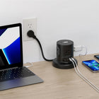 Uncaged Ergonomics - Multiprise rétractable sans fil avec gestion automatique des câbles et chargeur sans fil - Noir-Cordon rétractable automatique de 1,8 m : tirez sur la longueur exacte dont vous avez besoin , rétractez-le instantanément pour un rangement sans encombrement