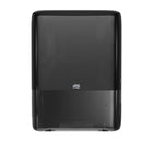 Tork - Peakserve Mini distributeur continu d'essuie-mains - Noir-Aperçu des avantages : Grande capacité de 1 230 serviettes, Pour toilettes à fort trafic, Distribution facile en trois secondes, Conception peu encombrante, Ce système est certifié facile à utiliser par l'Association suédoise des rhumatismes (SRA), ce qui rend l'hygiène accessible à tous ., Conforme ADA, Recharges compressées à 50%