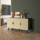 HOMCOM - Buffet boho 53,5 po L - noir-Panneau de particules avec surface mélaminée pour un entretien facile 