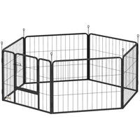 PawHut - Parc à chiots robuste à 6 panneaux avec porte pour petits chiens - 23,5 po H-Un excellent terrain de jeu qui peut également servir de séparation