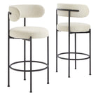 Modway - Albie Tissu Boucle Tabourets de bar Ensemble de 2 - Noir ivoire-Tabourets de bar modernes - Ensemble de 2