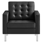 Modway - Loft Touffe Cuir végane Fauteuil - Argent noir-Capacité de poids : 330 lb