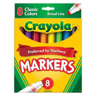 Crayola - 8 marqueurs à trait large - Assortiment de couleurs-Encre de haute qualité, fidèle à la couleur, en 8 couleurs classiques