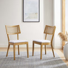 Modway - Caledonia Tissu tapis Chaise à manger Ensemble de 2 - Blanc naturel-Siège rembourré en tissu
