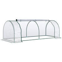 Outsunny - Serre de jardin mini 8 pi x 3 pi x 2,6 pi pour plantes avec portes à fermeture éclair- Serre de patio avec tubes en acier de haute qualité et couverture en PVC  
