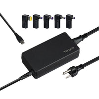 Targus - Chargeur Universel USB-C et Pour Ordinateurs Portables 100 W CA avec 5 embouts-Chargeur USB-C 100 W compatible avec la plupart des appareils USB-C (par exemple, ordinateurs portables, tablettes, téléphones, etc.) et les anciens ordinateurs portables 20 V