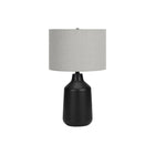 Monarch Specialties - Luminaire - 24 po H Lampe De Table - Béton Noir - Abat-Jour Gris - Contemporain-En combinaison d'une inspiration vintage dans un style contemporain, cette lampe de table en béton noir, lisse et élégante, de 24 pouces de haut, avec un abat-jour tambour en tissu gris et surmontée d'un embout rond noir, attire l'attention dans tous les espaces