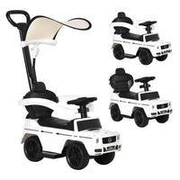 Aosom - Mercedes-benz g350 licensed toddler sliding car - white-Conception 3-en-1 : trotteur à pousser avec les pieds, toboggan et porteur à pousser 