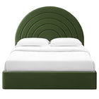 Modway - Solana Arqué Performance Velvet Lit plateforme Queen, Vert mousse-Cadre de plate-forme