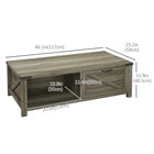 HOMCOM - Table basse style ferme avec tiroir et étagère de rangement pour salon - gris-Pied inférieur réglable pour s'adapter aux sols inégaux