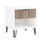 Manhattan Comfort - Table de nuit moderne DUMBO 20,07" à 1 tiroir - Blanc et gris rustique-17,73 po L x 20,07 po l x 21,65 po H