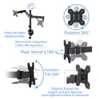 Rocelco - Élévateur de bureau électrique EDR de 37,4po avec portée verticale améliorée, AC-USB et support pour 2 moniteurs, Noir-Passe-fil arrière pour bras de moniteur en option
