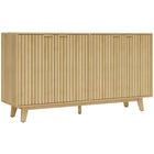 HOMCOM - Buffet moderne 55,1 po L avec rangement - bois naturel-Design moderne avec panneaux cannelés en forme de vague et poignées dorées qui rehaussent l’esthétique de la maison 