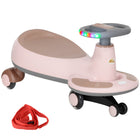 Qaba - Voiture à bascule pour enfants, sans piles avec corde de traction parentale, musique - rose-Fonctionne à la force des enfants : les pieds sur les repose-pieds et le mouvement du volant propulsent la voiture 