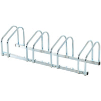 Soozier - Support de stationnement au sol pour 4 vélos, usage intérieur et extérieur - argent-Fabriqué en acier robuste pour une durabilité à long terme
