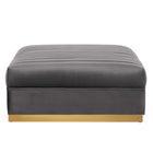 Modway - Sanguine Chenal Touffé Performance Velvet Modular Sectional Sofa Ottoman - Gris-Base en acier inoxydable doré