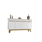Manhattan Comfort - Buffet moderne mi-siècle Yonkers 160 cm (62,99 po) - Blanc-Assemblage à domicile requis Tout le matériel inclus