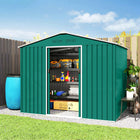 Outsunny - Abri de rangement extérieur 8 pi x 6 pi, avec portes coulissantes, vert-Porte coulissante double pour un accès facile, verrouillable pour plus de sécurité
