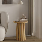 Manhattan Comfort - Layla Table d’appoint moderne 45 cm - Chêne naturel-Le plateau de table rond élégant offre un espace de surface généreux pour la décoration, les boissons ou d'autres essentiels