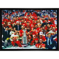 Calgary Flames 1989 Cup Celebration - Toile encadree - 31" x 22"-Impression sur toile de qualité supérieure avec bordures enveloppées