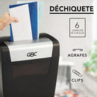 GBC - ShredMaster PX06-04 Destructeur de papier microdécoupé-Il déchiquette jusqu’à 6 feuilles à la fois. Ça déchiquette aussi les agrafes et les trombones