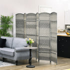 HOMCOM - Séparateur de pièce autoportant 6 panneaux tissé à la main pour bureau à domicile, chambre - gris mélangé-Design léger facilitant le déplacement  
