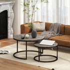 HOMCOM - Tables gigognes rondes 31 po avec plateau effet marbre - gris - Paquet de 2-Elles peuvent être utilisées séparément, ensemble ou imbriquées pour économiser de l’espace lorsqu’elles ne sont pas utilisées