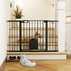 PawHut - Barrière pour animaux extra large 30"-52" avec petite porte - 30"H - Noir-Livré avec un bloc de verrouillage inférieur, ce qui améliore la stabilité