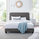 Modway - Celine Chenal Touffé Performance Velvet Lit de plateforme complet, Gris-Pieds en bois massif