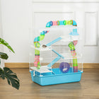 PawHut - Cage pour Hamster 5 Niveaux avec Système de Tunnels - Bleu Clair-2 portes avant permettent d'accéder facilement à votre hamster