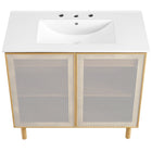 Modway - Calla 36" perforé Métal Vanette de salle de bain - Chêne blanc-Assemblée requise