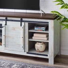 Modway - Bennington Porte coulissante rustique de 71 po Meuble TV, Blanc-Placage en noyer facile à nettoyer