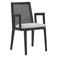 Modway - Monarch Bois et rotin Fauteuil à manger - Ivoire à tissage noir noir à bruyère-Cadre en bois de hêtre