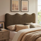 Modway - Athena Rayé Tissu tapis Tête de lit pleine grandeur, Bande de Terre-Rembourrage en mousse dense