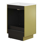 Modway - Quantum 24" Vanette de salle de bain - Or blanc-Bassin d’évier en céramique