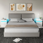 HOMCOM - Table de nuit avec lumières LED - blanc - lot de 2-Ajustez votre lumière LED alimentée par USB grâce à l’interrupteur intégré ou à l’application Bluetooth pour plus de commodité 