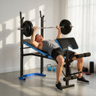 Soozier - Banc De Musculation Réglable Avec Support Pour Haltères Et Développeur De Jambes Pour L’Haltérophilie Et L’Entraînement De Force-Fonctions multiples pour divers exercices, convient pour le développé couché, le développé incliné, le butterfly, les squats, les curls avec barre/haltères et plus encore  