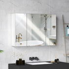 Kleankin - Armoire à pharmacie murale avec miroir - 35 po l x 24 po P - blanc-Miroir extérieur pour mieux se préparer le matin pour le maquillage ou le rasage 