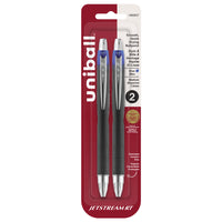 Uniball - Stylos à bille rétractables uni-ball Jetstream - pointe moyenne (1,0 mm) - bleu - paquet de 2-L’encre hybride indélébile mélange la douceur et l’éclat d’un stylo à encre gel avec la vitesse de séchage rapide d’un stylo à bille