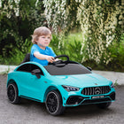 Qaba - Mercedes-Benz AMG CLA 45 voiture électrique sous licence 12V à chevaucher - bleu clair-Les lumières LED, le klaxon et la musique augmentent la valeur ludique 