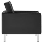 Modway - Loft Touffe Cuir végane Fauteuil - Argent noir-Rembourrage en mousse dense