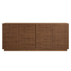 Modway - Render 4 portes Cannelé Meuble de télévision pour meuble de buffet - Noyer-Assemblée requise