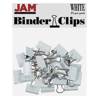 JAM Paper - Pinces à reliure colourées - petites - 19 mm (3/4 po) - pinces à reliure blanches - paquet de 25- Couleur : Blanc | Fabriqué en acier trempé pour une tenue extra forte