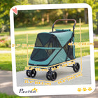 PawHut - Poussette pour chien pliage facile, poussette pour animaux de grande taille, turquoise-Tissu Oxford 600D robuste avec deux laisses et bandes réfléchissantes pour garantir la sécurité 
